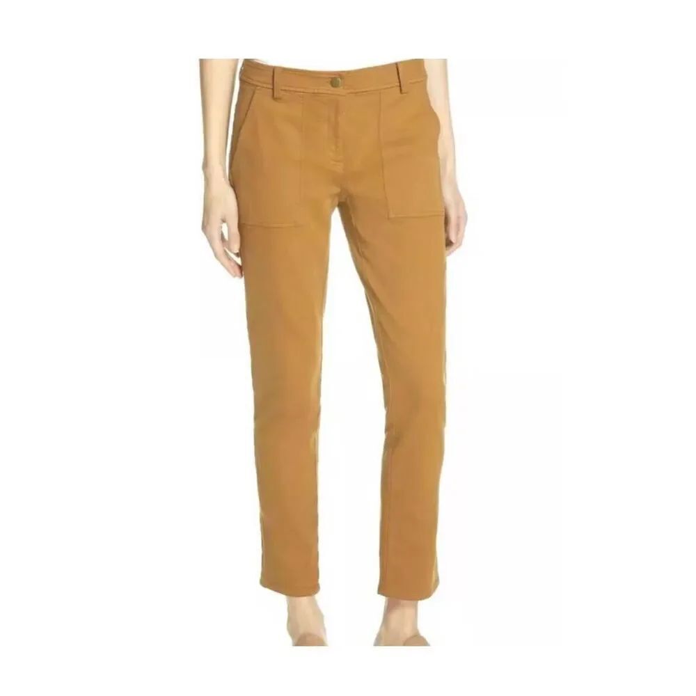 Eileen Fisher Organic Cotton Cozy Stretch Clay Brown Slim Pants Size 4